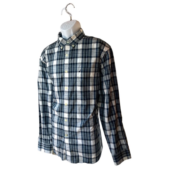 SzXL Wrinkle Resistant Nautica Blue Green White Long Sleeve Button Down Shirt - Picture 3 of 7